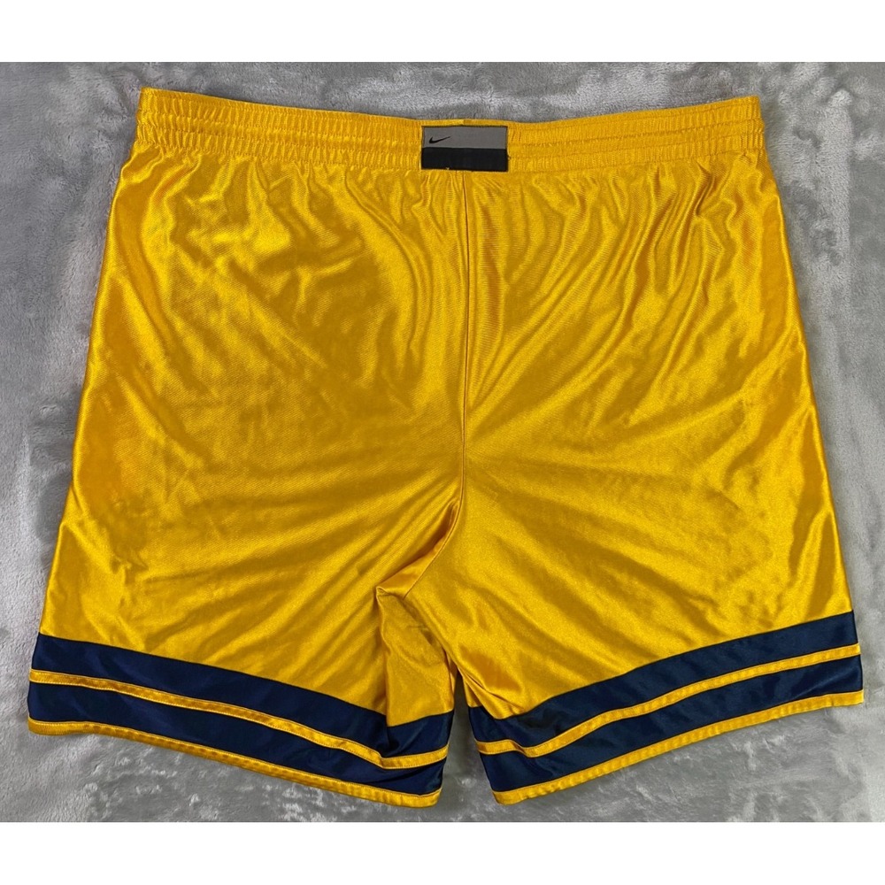 Nike Basketball Shorts Mens XL Navy Yellow Reversible Dazzle Mesh Athletic Retro - Picture 4 of 13